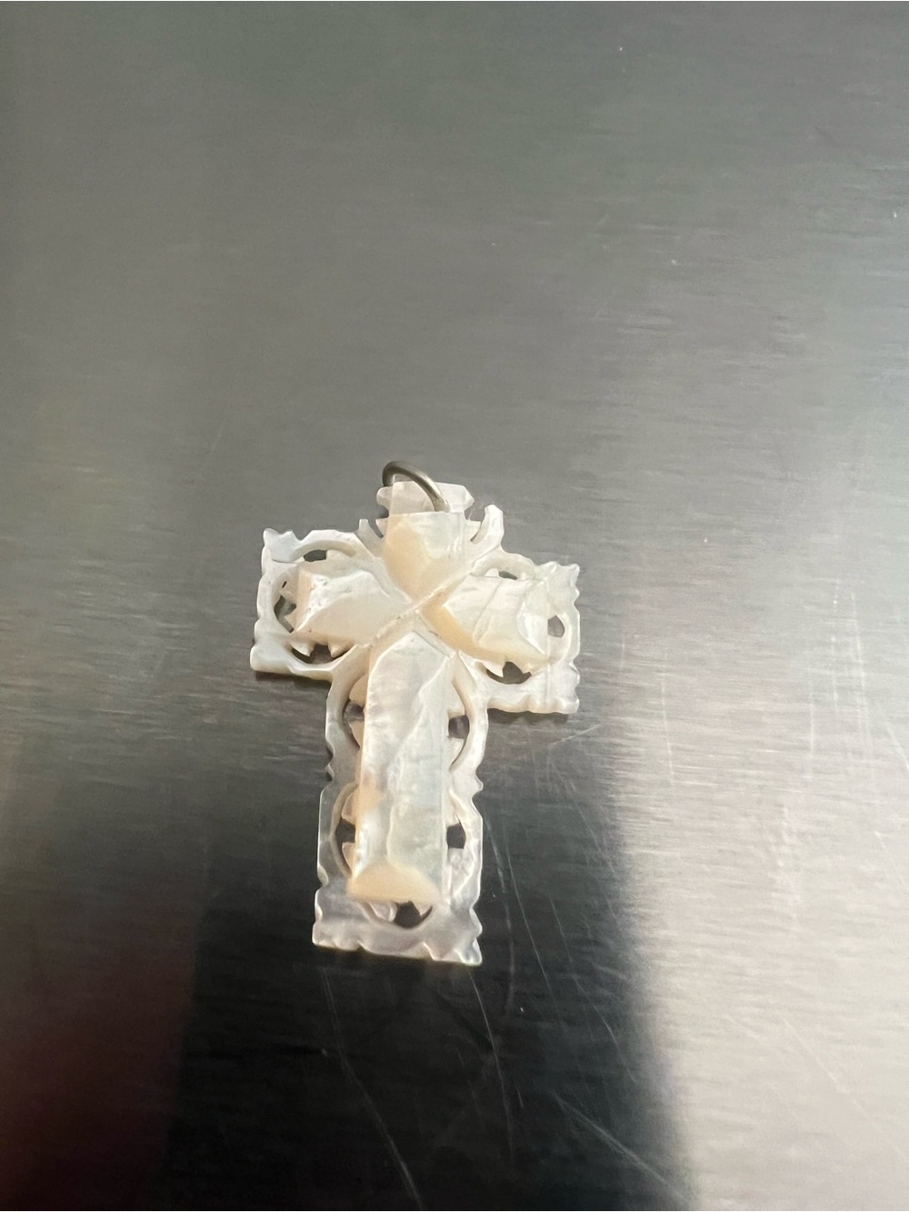 Mother of Pearl Cross Pendant - Iridescent White